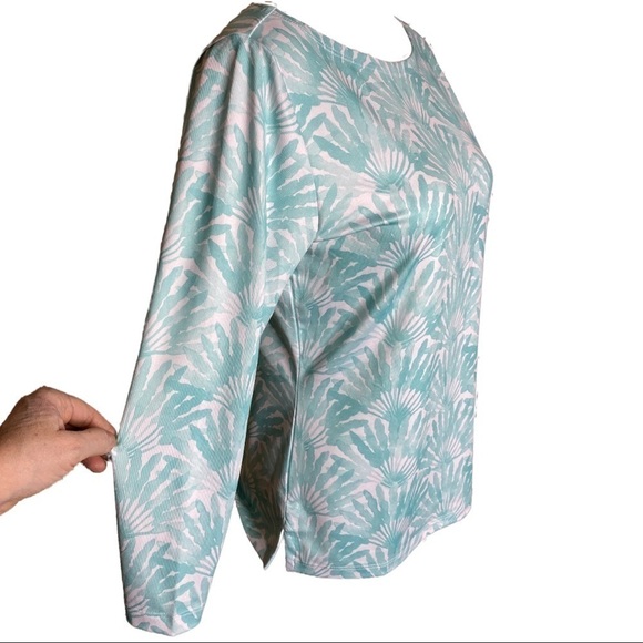 Vineyard Vines Andros Blue Floral Fan Sankaty Boatneck Top Size S - Picture 2 of 6